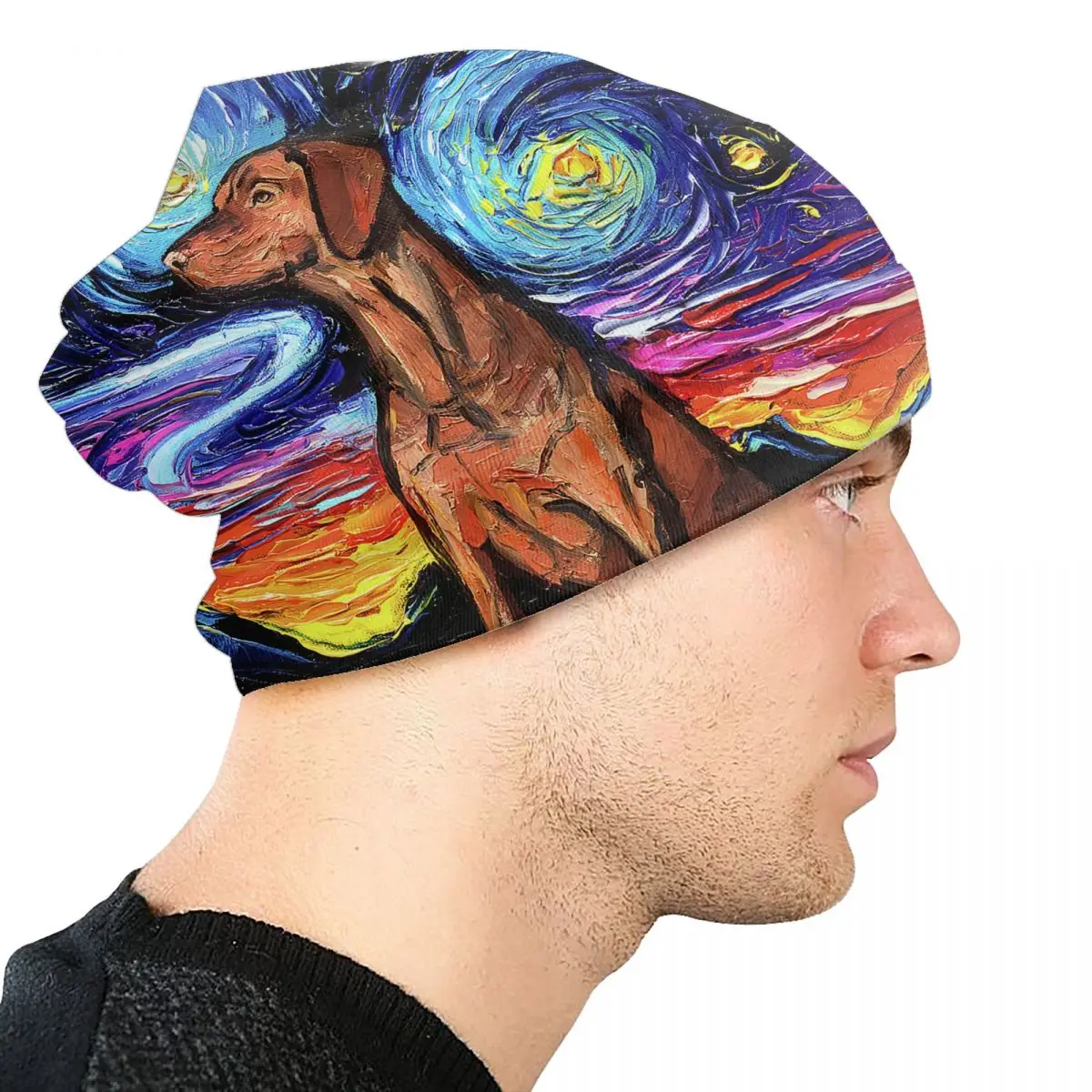 Vizsla шапочка с изображением звездной ночи шапки уличная вязка для женщин и мужчин