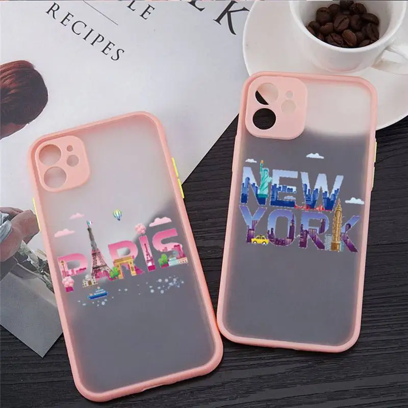 

World City Travel Label design Phone Case matte transparent For iphone 11 12 13 7 8 plus mini x xs xr pro max cover