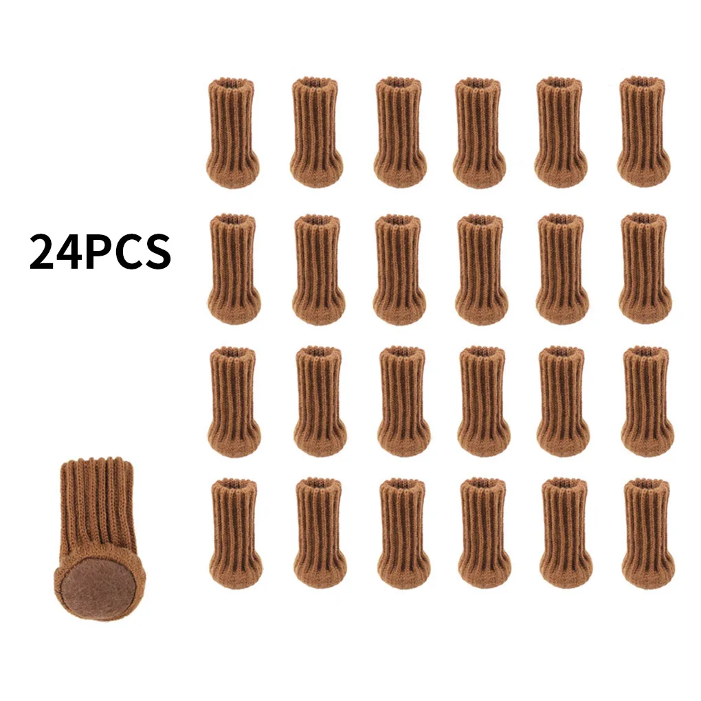 

24pcs Double-Layer knitted Chair Sock Noise-Reducing Bench Foot Protector Home Table Leg Set