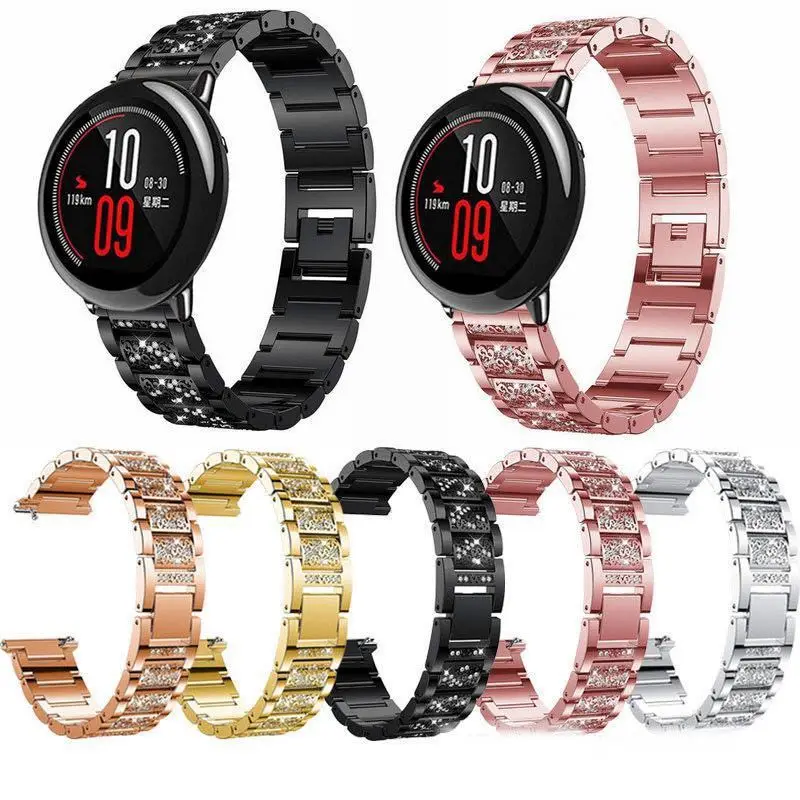 

Fashion Metal Diamond Watch Strap For Garmin Forerunner 55 158 245 645 Music Venu Sq Move 3 Style Luxe Stainless Steel Watchband