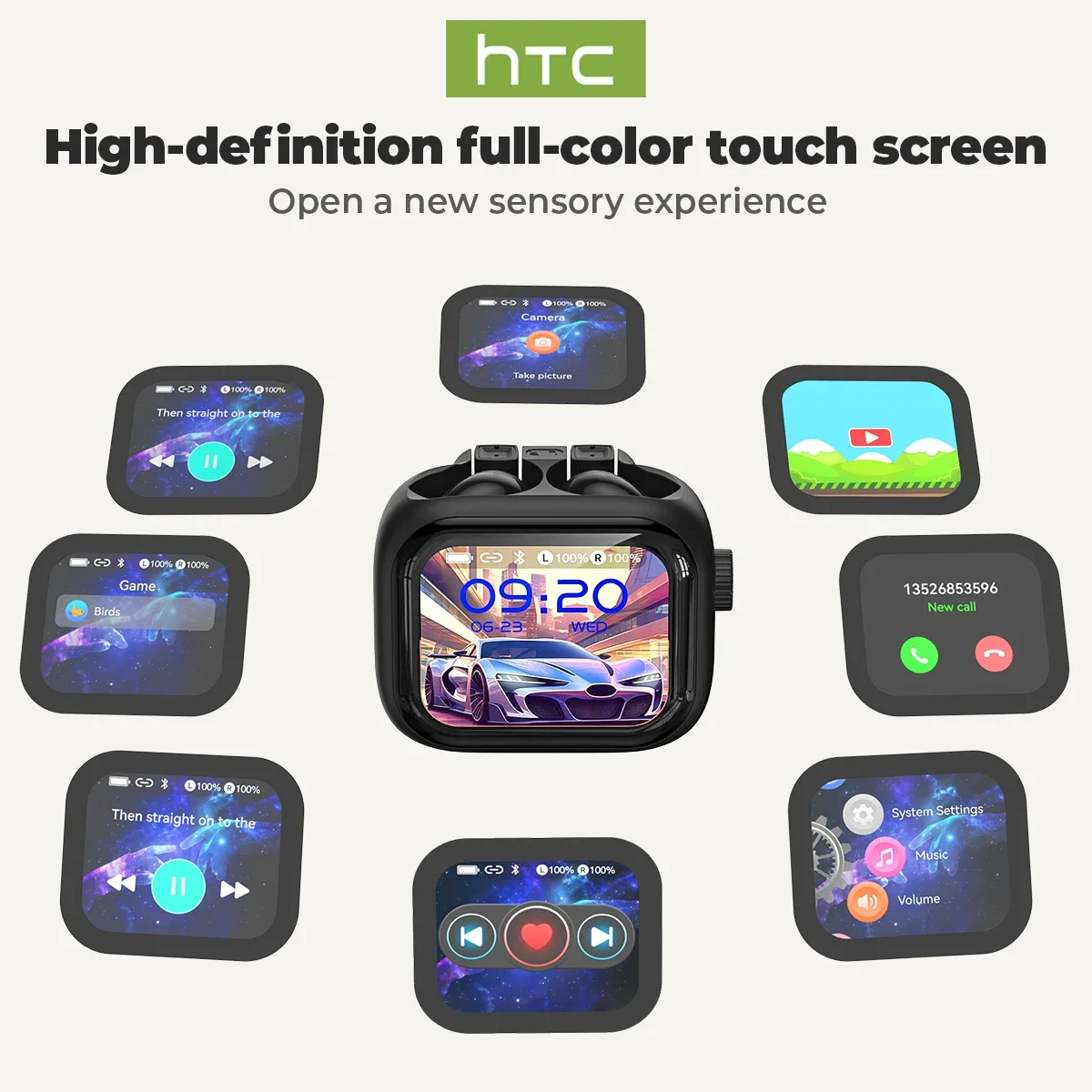 Фото [Накранные субтитры HD] Наушники HTC Bluetooth V6 TWS Спортивные беспроводные наушники AI-переводчик Наушники с шумоподавлением Микрофон №2