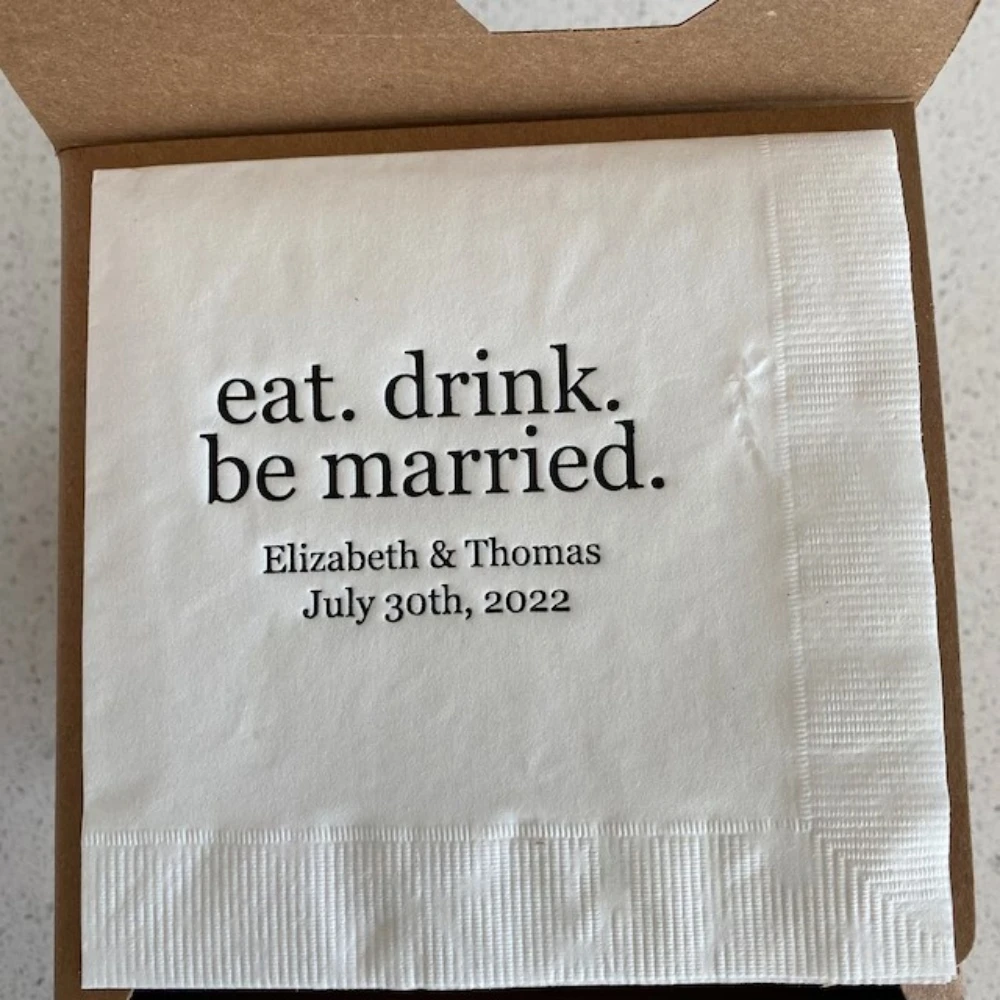 50 шт. персонализированных свадебных коктейльных салфеток | Eat. Напишите. Свадьба