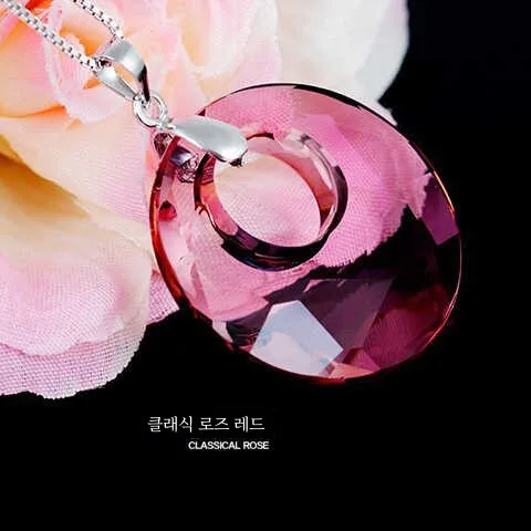  Одежда Павильон серебро 925 пробы + австрийский круглый кулон с кристаллами