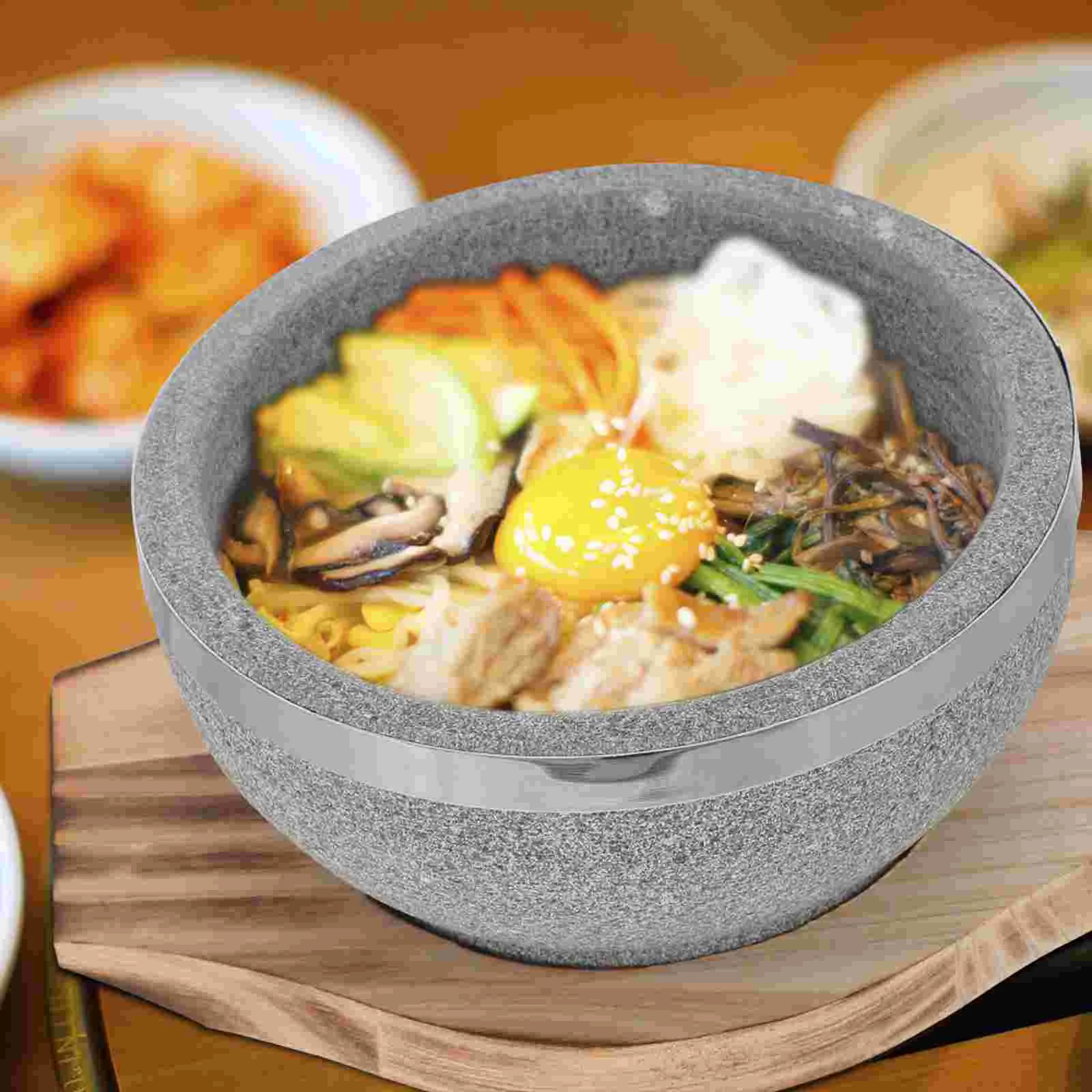 Каменная миска миски Bibimbap для супа говядина рамэн корейская с основанием посуда