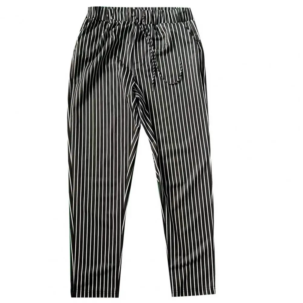 

Stripe Pants Striped Print Men's Pencil Pants Slim Fit Adjustable Waist Breathable Fabric for Business Dating Office Wear Soft