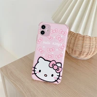anime kitty phone case for iphone 11 12 13 pro max 7 8 plus x xr xs max soft silicone anti drop cover cute lens protection case