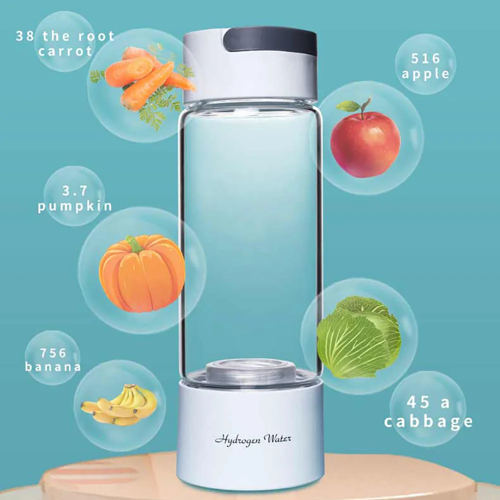 380ML Hydrogen Rich Water Cup Filter Generator Bottle Glass Cup Body Super Antioxidan Hydrogen-Rich Water Mug Inhalation Device