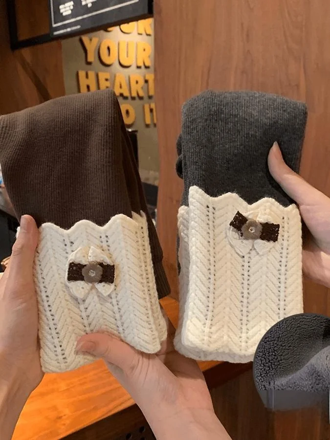 Леггинсы с ворсом на флисовой подкладке для маленьких девочек осень-зима 2024