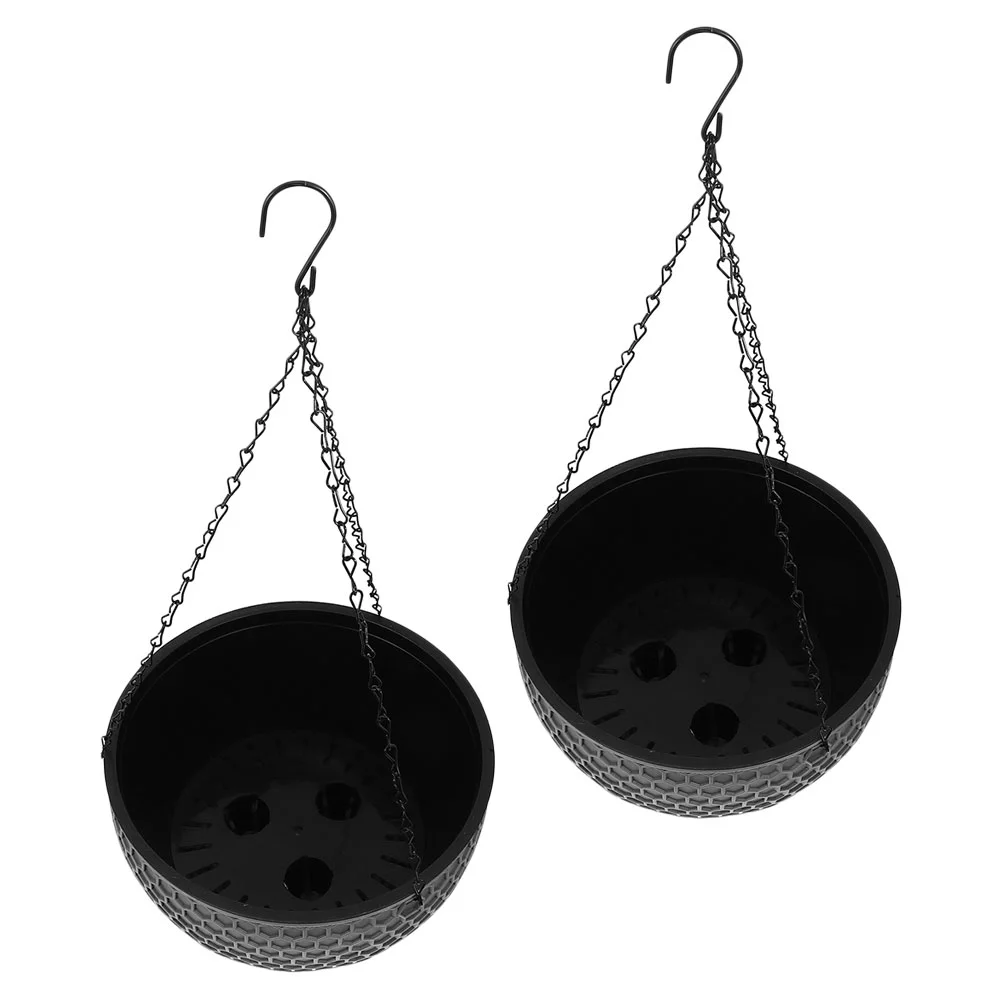 

2PCS Self Watering Hanging Planters Flower Pot with Drainage Hole Ceiling Planter