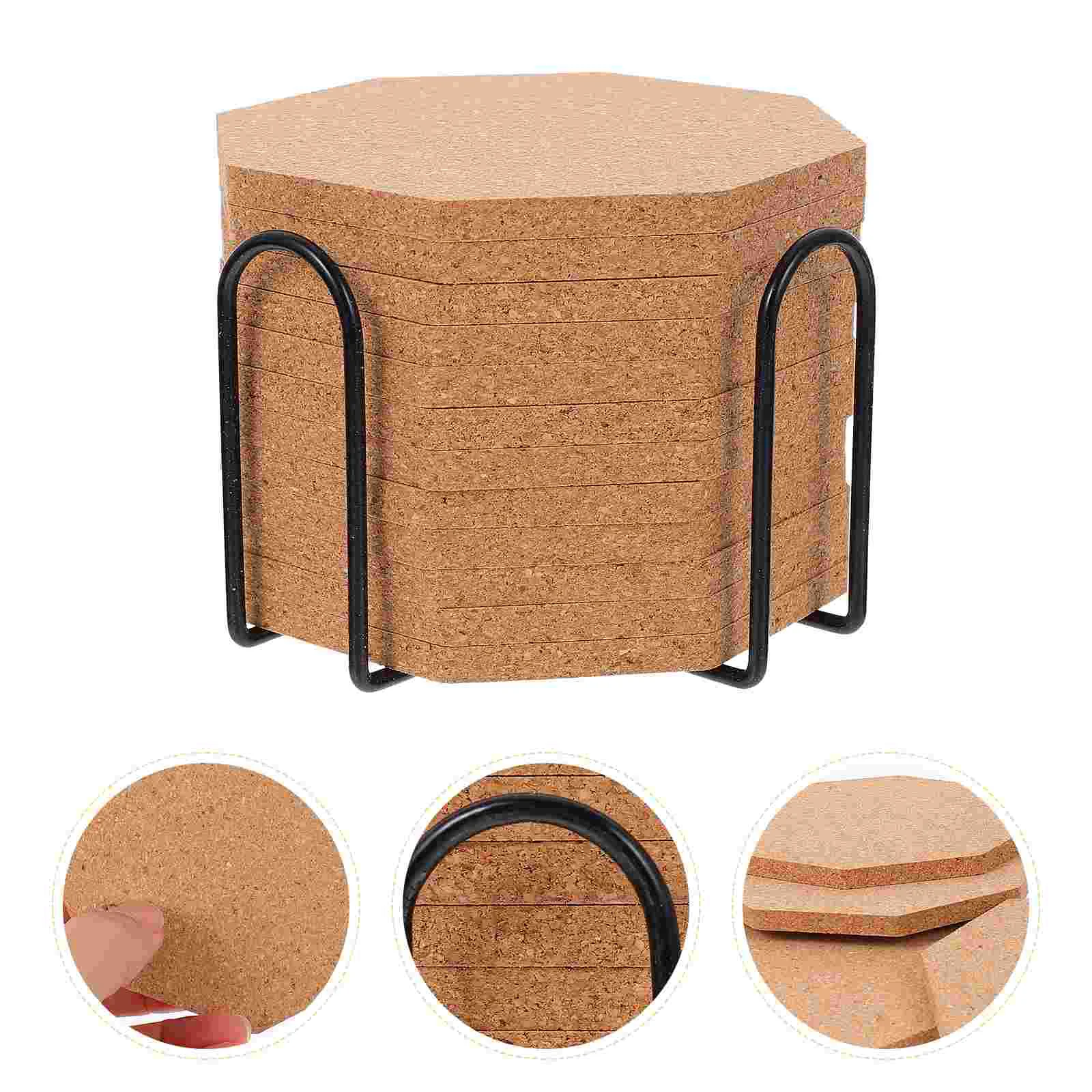 

12Pcs Wooden Cup Pads Mats Storage Stand Kit Wood Cup Coasters (Assorted Color)
