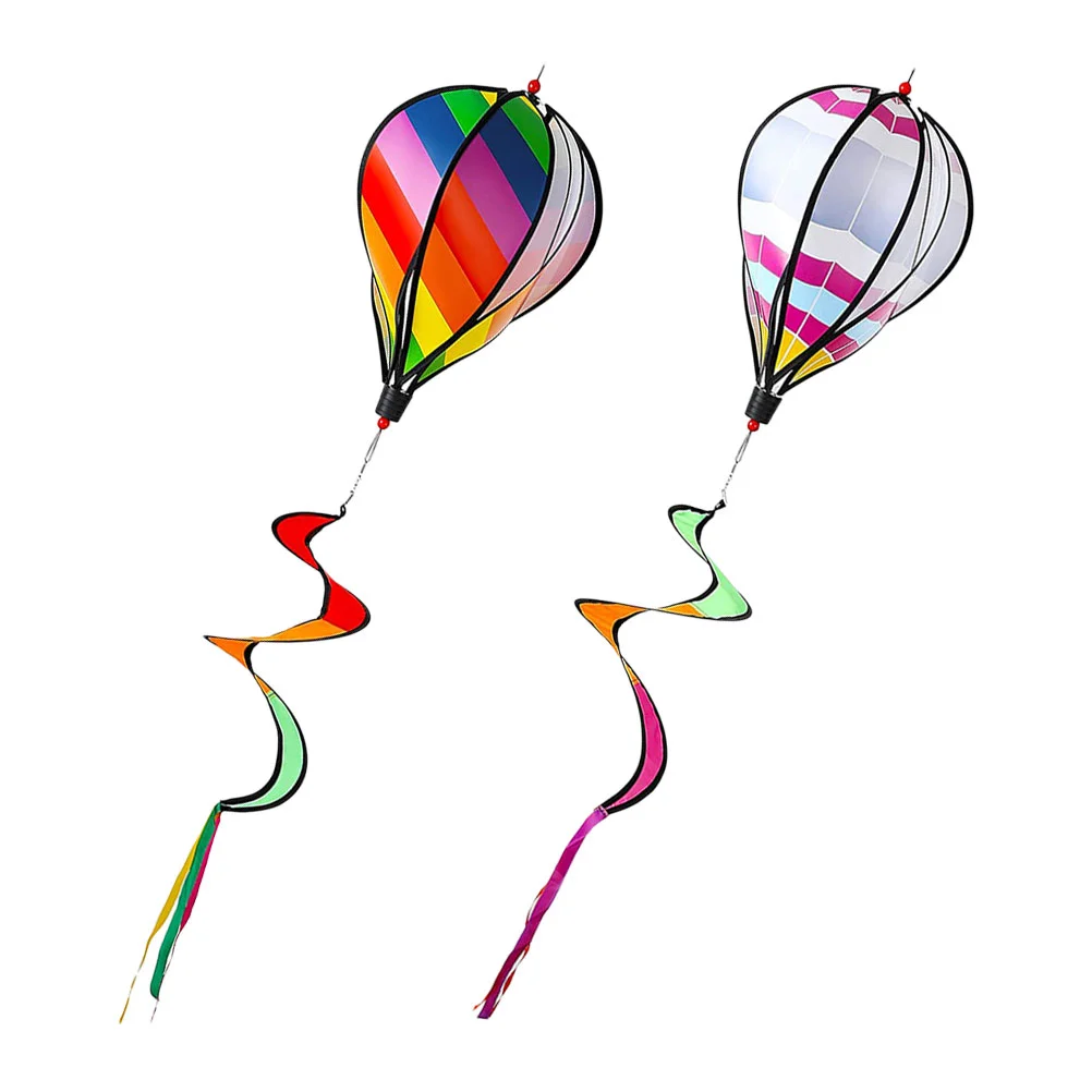 

2 Pcs Outdoor Wedding Decor Hot Air Balloon Wind Bar Hanging Spiral 130x42cm Funny Windmill Pvc Garden Ornaments