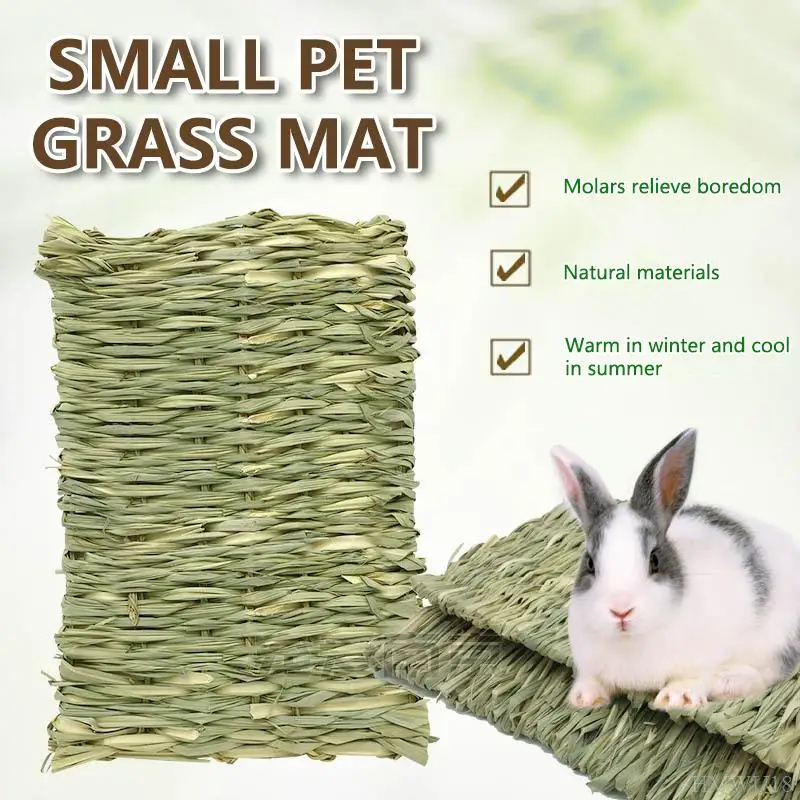 

Hand-Woven Pad For Small Pets Rabbit Grass Cushion Hamster Plant Straw Cage Bed Mat For Guinea Pig Pet Cage Accessories