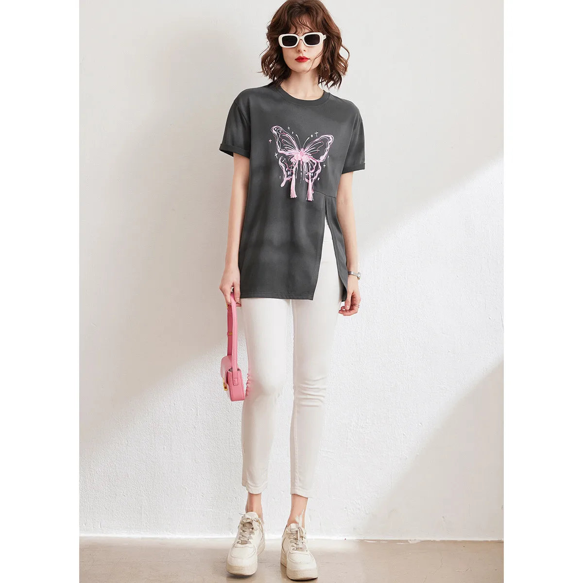 Женская футболка с принтом бабочки LOUIS YAO