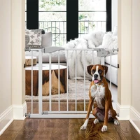 safety pet gate adjustable width double lock system for stairs hallways doorways fits openings 29 5 to 32