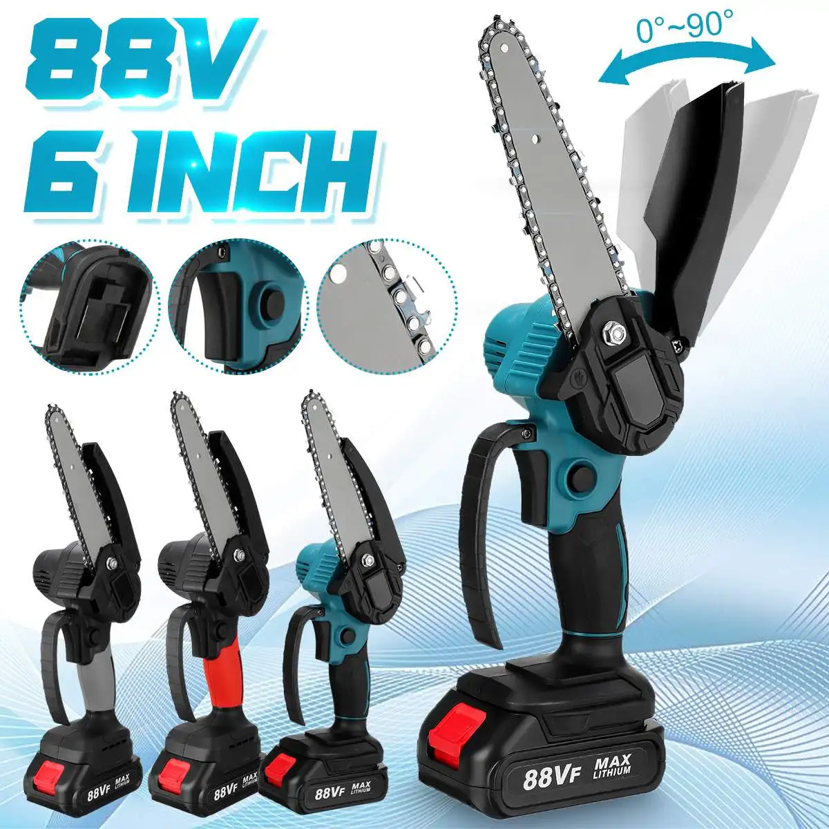 2000 Вт 6 дюймов 88VF электрическая пила, Беспроводная мини-пила для обрезки бензопилы, портативный инструмент для резки