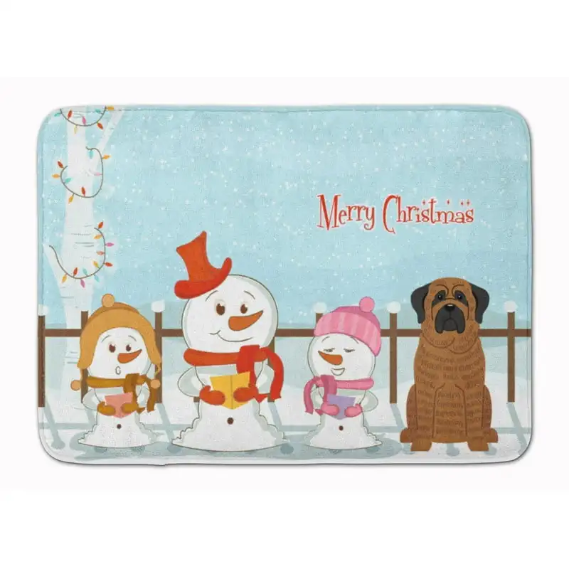 

Treasures BB2346RUG Merry Christmas Carolers Mastiff Brindle Machine Washable Memory Foam Mat, 19 X 27",
