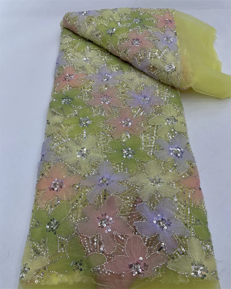 2024 Роскошная высококачественная французская тюлевая кружевная ткань с