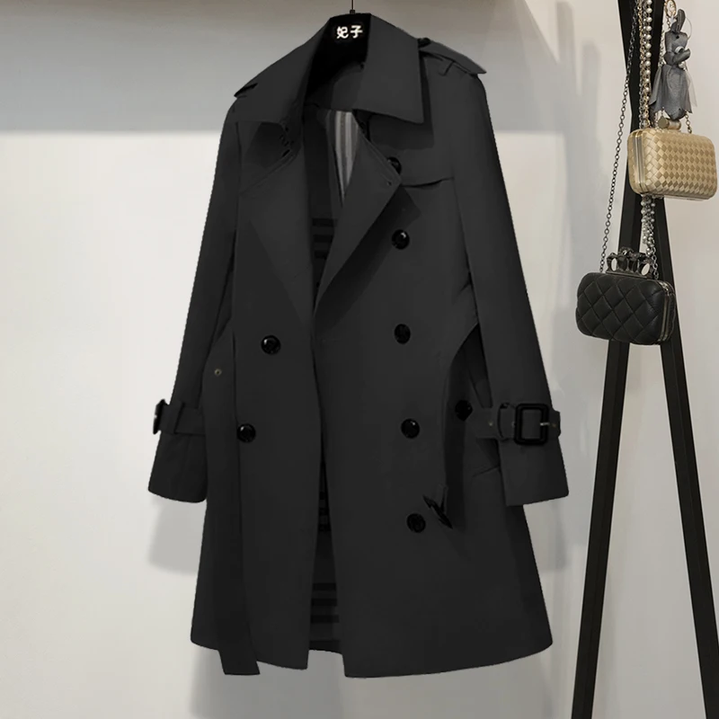 Feizi Concubine ~ Легкая роскошная классика Черный плащ средней длины для женщин весна