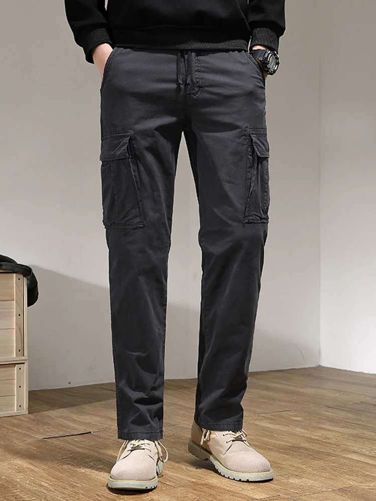 

2022 New Men's Straight Cargo Pants Multi-Pockets Streetwear Fashion Military Tactical Trousers Male Cotton Casual Long Pant