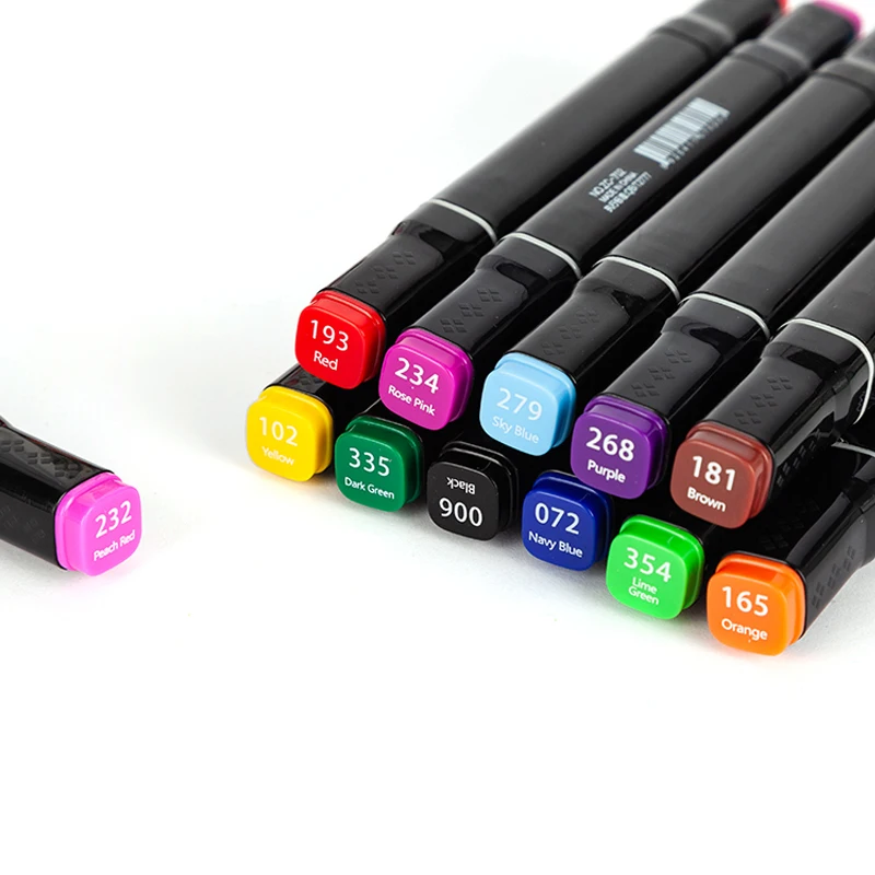 

12 Colors Double Head Alcohol Oily Marker Pen Set Watercolor Note Marker Brush Pen Graffiti Manga Supplies Stationery