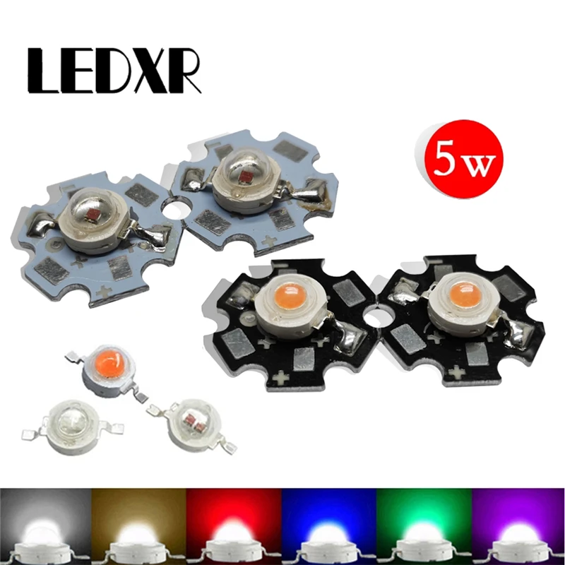 

5W high power red/yellow/blue/green/white/warm white/cool white/UV/full spectrum LED emission lamp + 20mm Star PCB