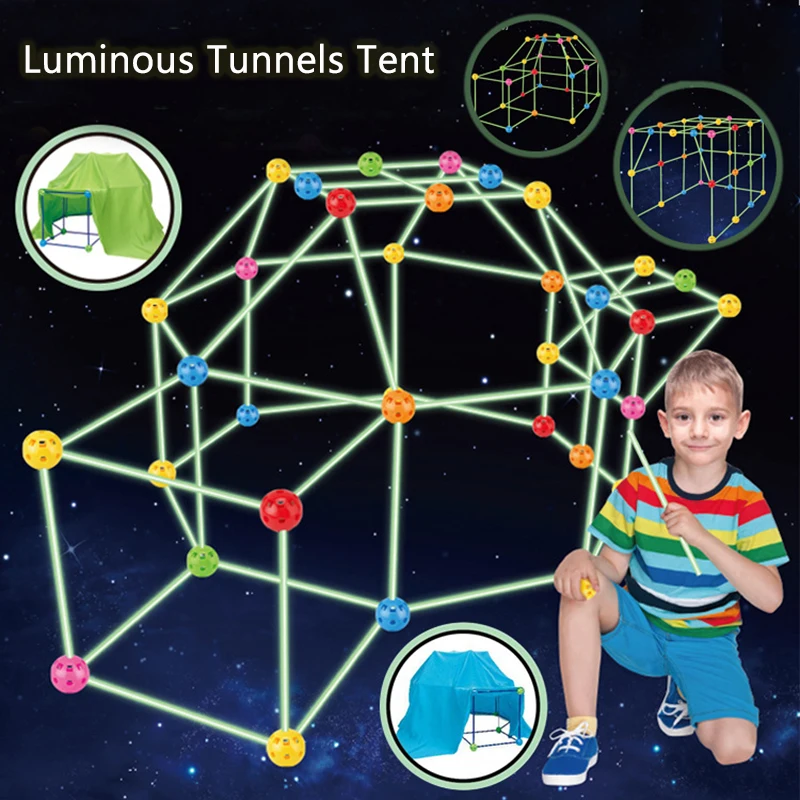 

Castles Tunnels Tent Set Play Kids Construction Fort Building Kits DIY Building Fortress Outdoor Sports Games Toys For Children