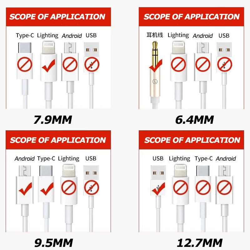 

4 шт., защита USB-кабеля, термоусадочная трубка, органайзер для намотки линии передачи данных для iPhone, Huawei, Xiaomi, Samsung, Android