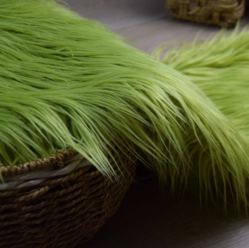 

Зеленая 7 см длинная плюшевая искусственная меховая ткань для пальто жилета для сцены косплея DIY новорожденного фотографирования