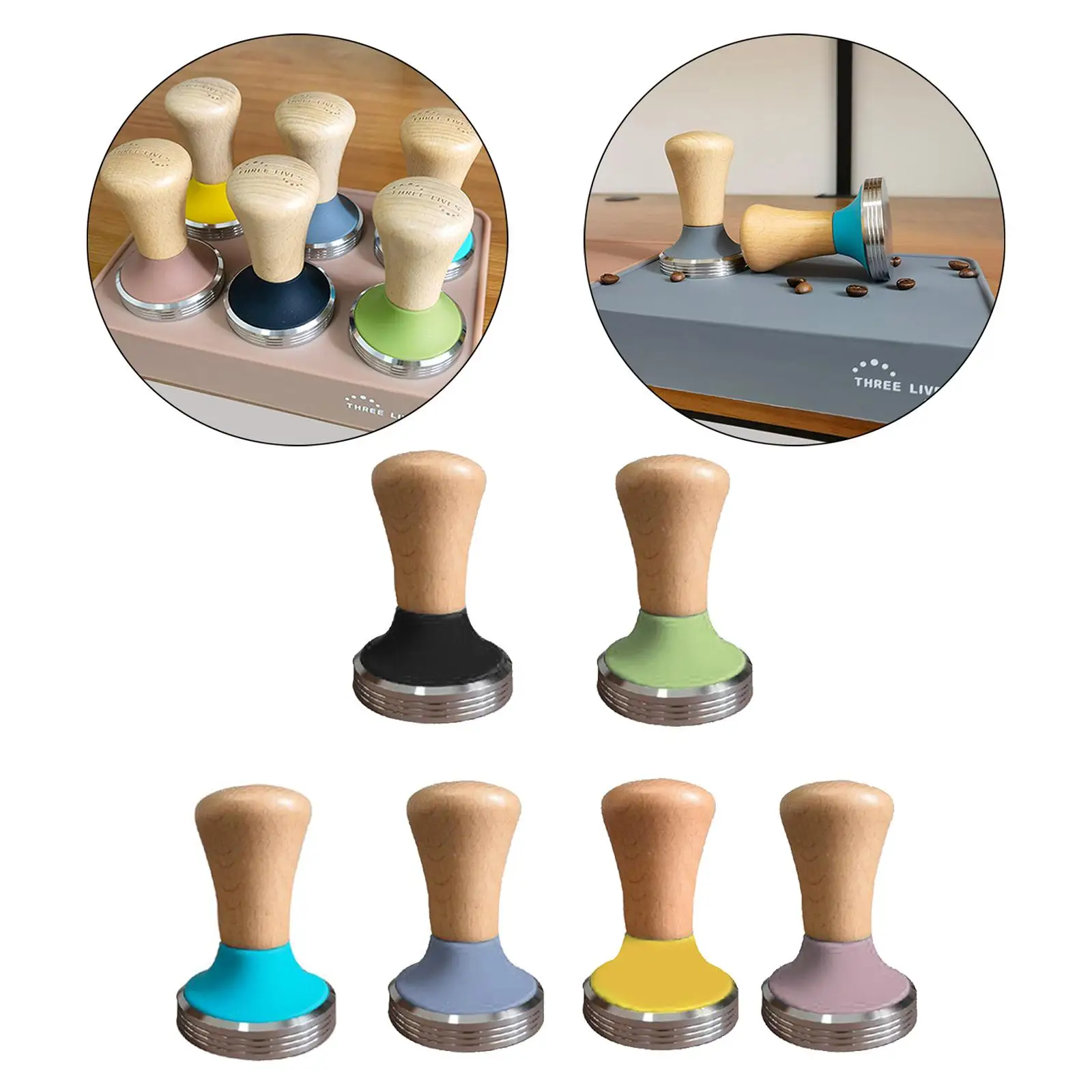 

51mm Stainless Steel Coffee Tamper Wooden Espresso Hammer Barista Tool Coffee Accessory Kitchen Tool