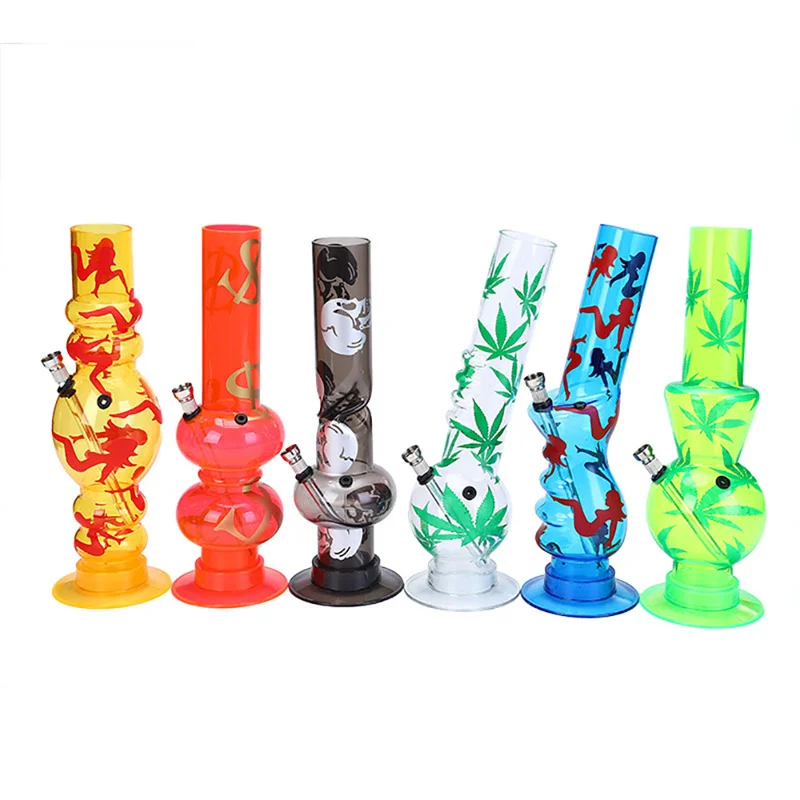 

32CM Printed Acrylic Hookah Pipe Removable Cleaning Pipe Multicolor Multi- Style Hookah Shisha Glass Pipes for Smoking Hookah