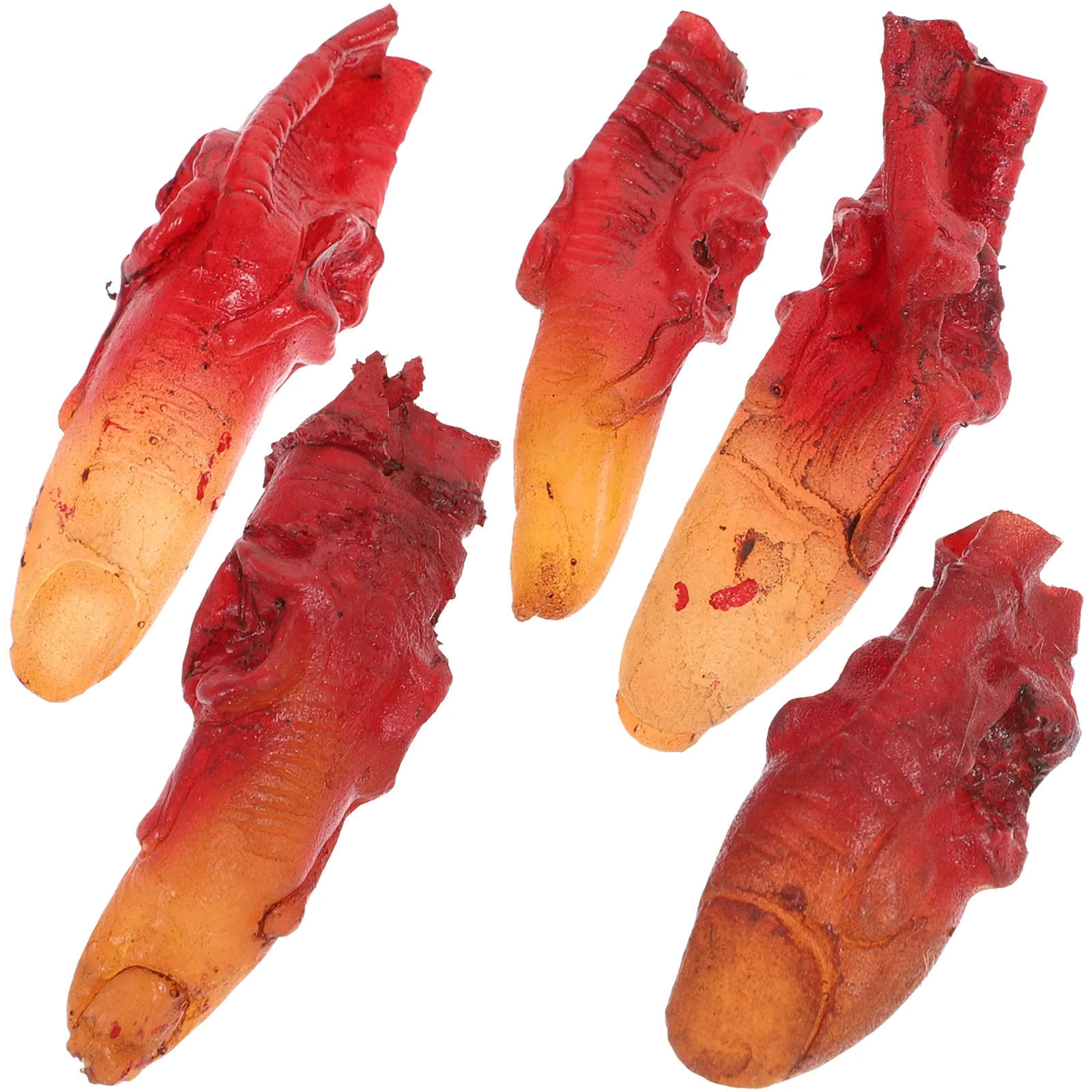 

5pcs Halloween Fake Fingers Realistic Fingers Props Witch Ghost Fingers Horror Scary Toys for Halloween Party Red