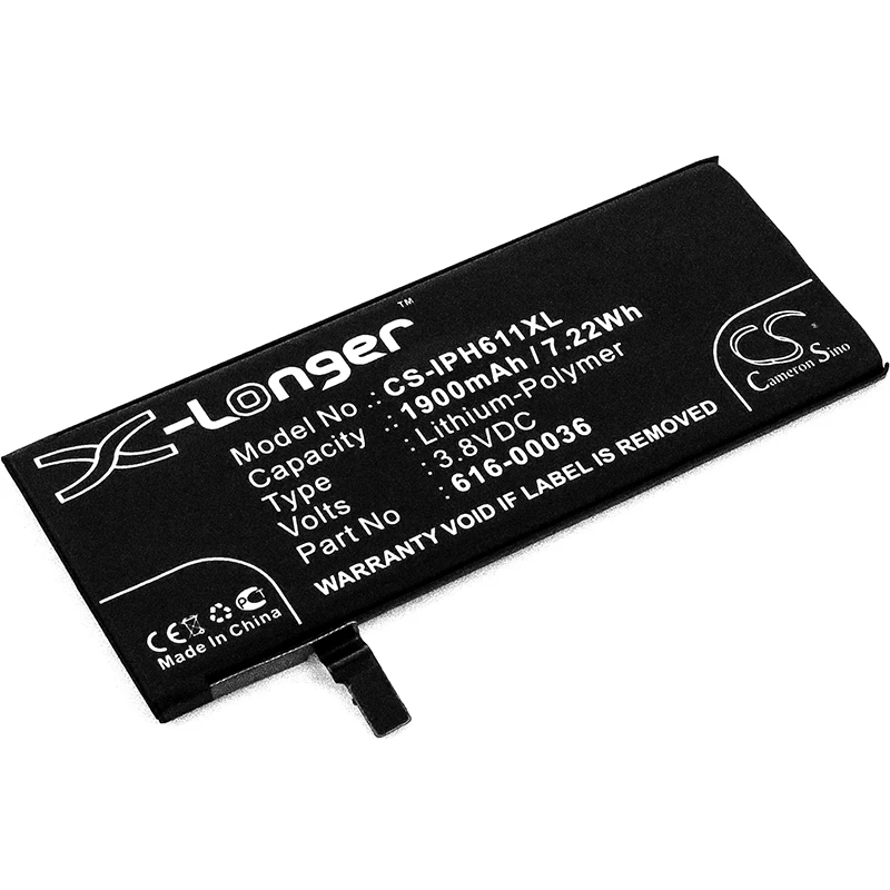

CS 1900mAh / 7.22Wh battery for Apple A1633, A1688, A1691, A1700, iPhone 6s 616-00036