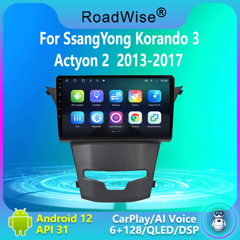 

8+256 Android Car Radio For SsangYong Korando 3 Actyon 2 2013 2015 2016 2017 Multimedia Carplay 4G Wifi DVD GPS 2 Din Autoradio