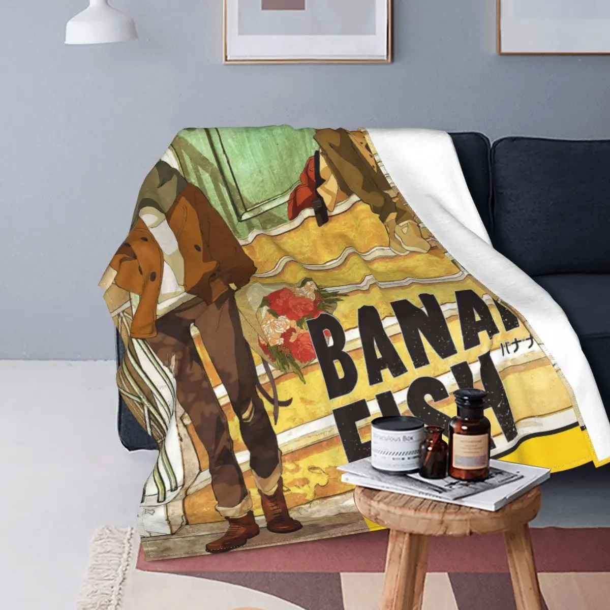 

Banana Fish Anime Fuzzy Blanket Retro Ash Eiji Lgbt Funny Throw Blanket for Home Hotel Sofa 200x150cm Rug Piece