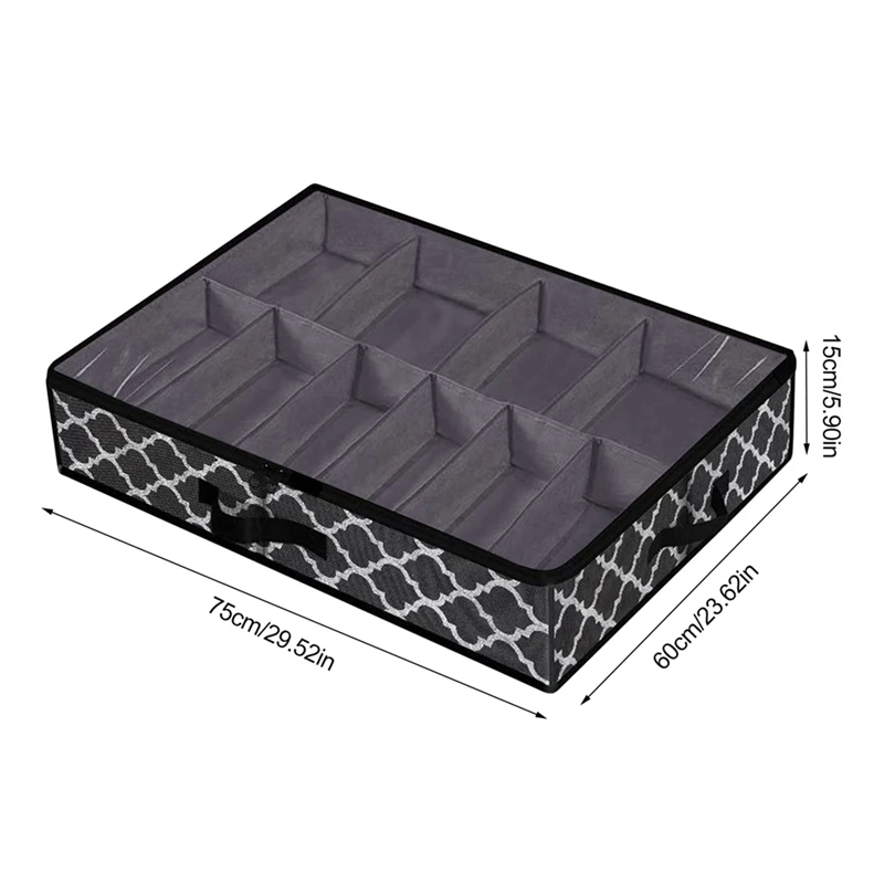 Ящик для хранения обуви под кроватью органайзер складная коробка 12 пар черный (A)