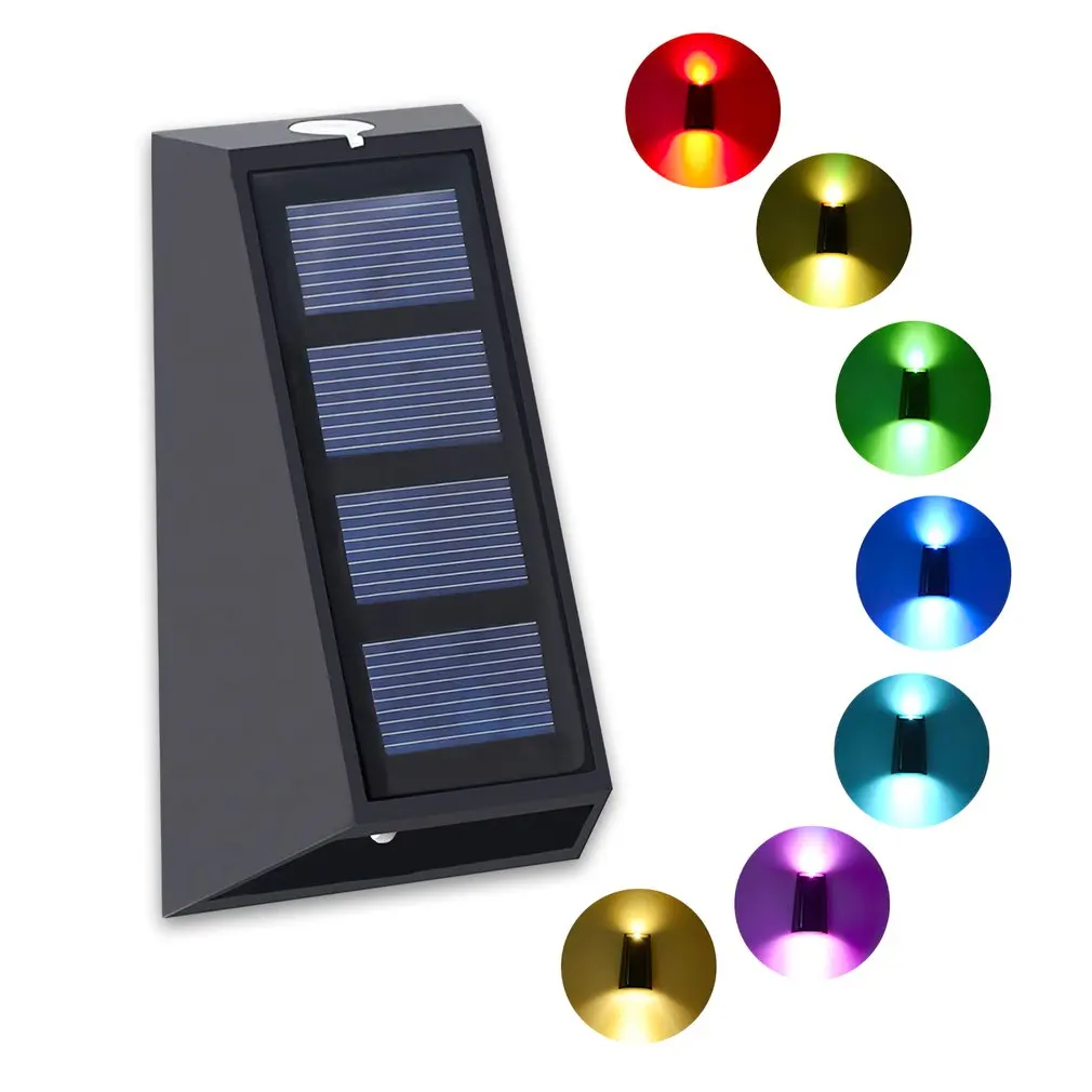 

2 Pack LED Solar Motion Sensor Colorful Lights Outdoor Sunlight Solar Powered Street Wall Lamp For Garden Decoration