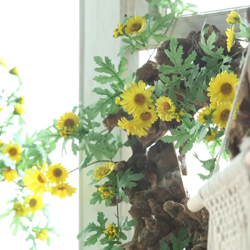 Simulation daisy flower rattan interior decoration to block fake flower rattan sunflower garden landscaping decoration