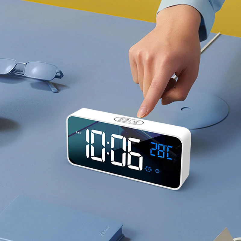 

Hot Rechargeable Electronic Digital Alarm Clock Desktop Clocks Snooze Night Mode Table Clock Music Electronic LED Clocks