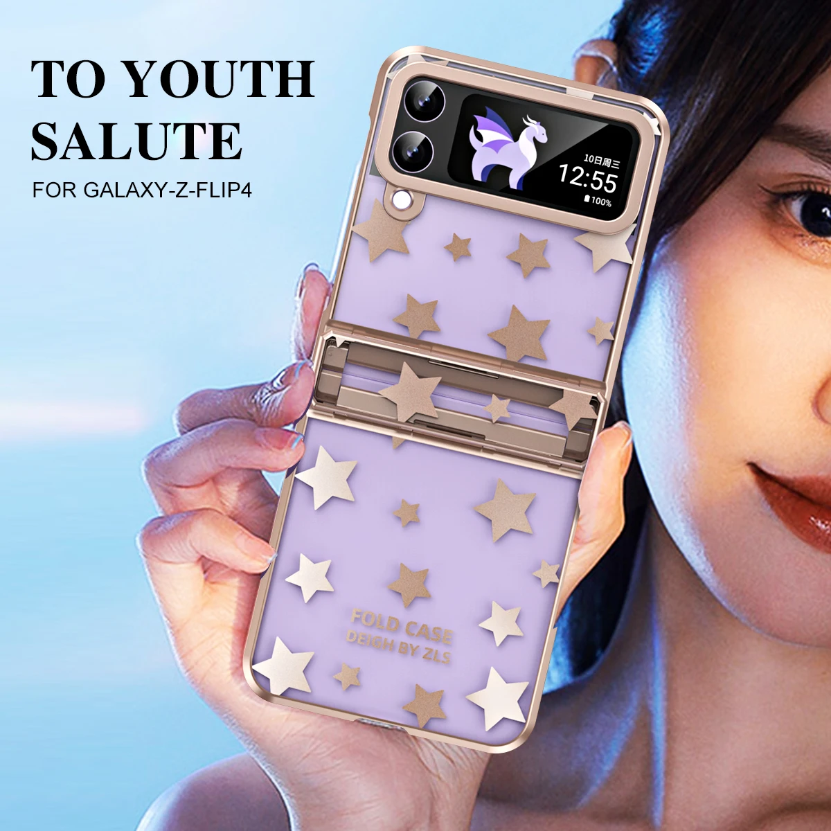 For Samsung Galaxy Z Flip 5 Case Mechanical Hinge Fashion Star Plating Clear Shockproof Protection Cover Z Flip 4 3 Phone Cases