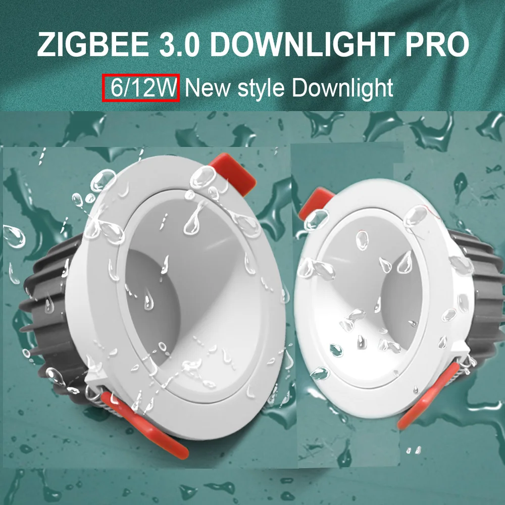 Gledopto 6W/12W Zigbee 3.0 Smart RGBCCT LED Downlight Pro Waterproof Work With Tuya APP/Voice/RF Remote Control