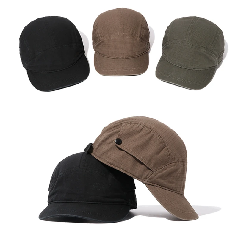 

Short Brim Vintage Solid Color Men Outdoor Camping Baseball Cap Adjustable Spring Summer Sun Protection Dad Hat Peaked Cap
