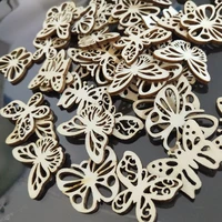 50pcs butterfly mixed design hollow wooden chips for scrapbooking handrafts diy decor wooden shape craft wedding