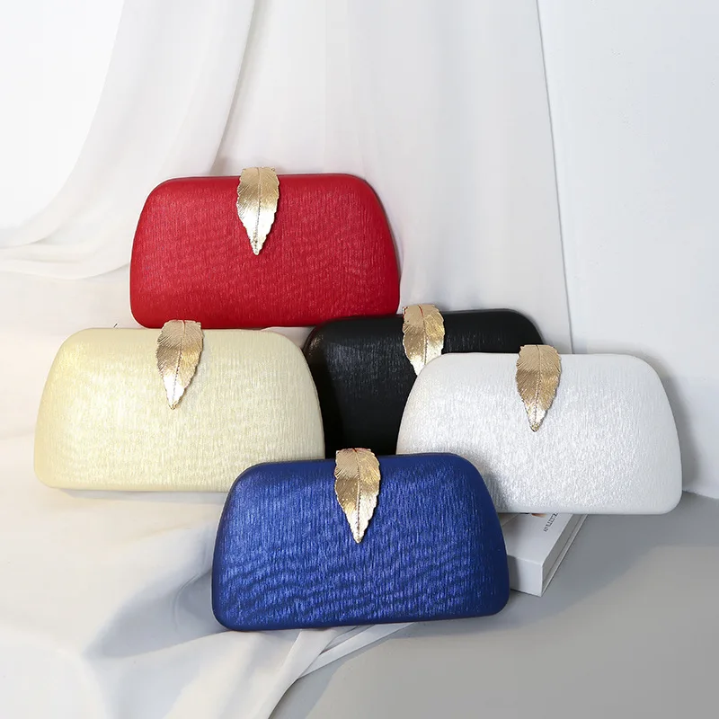 

YIYI PU Evening Bags With Metal Leaf Buckle Banquet Party HandBag Fashion Ladies Handheld Chain Crossbody Shoulder Bag Birthday