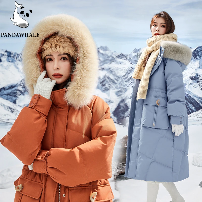 Enlarge Long Women's Winter Coats Loose High Quality 90% White Duck Down Jacket Female 2023 Fashion Parkas Solid Oversize Clothes Tops