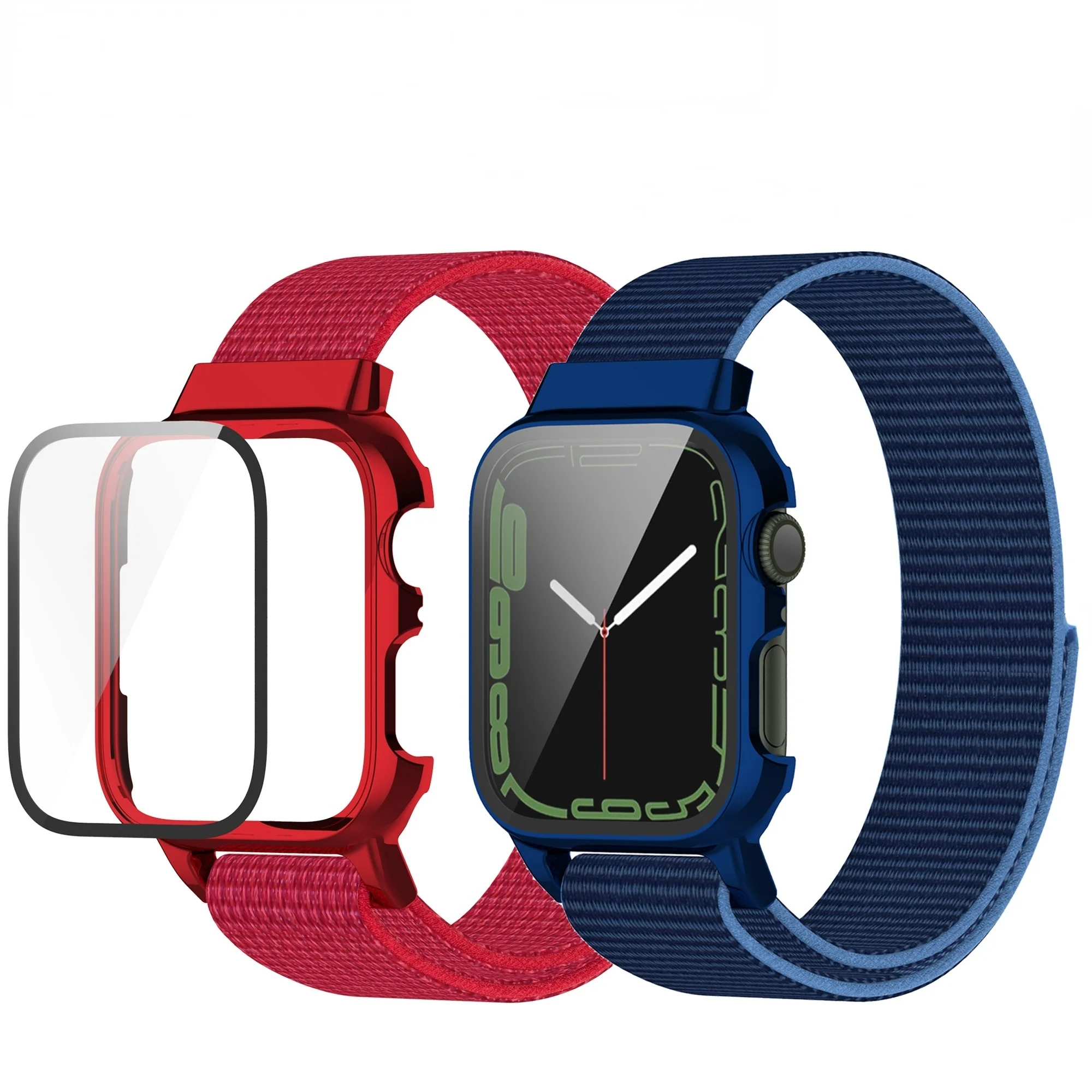 

Нейлоновый ремешок и чехол для умных часов Apple watch 7 45 мм с защитой от царапин, браслет для iwatch 7 41 мм