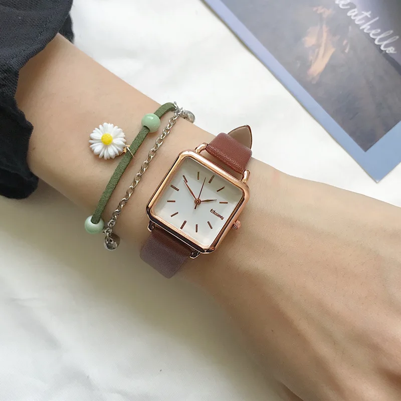 

Minimalist Square Women Quartz Watches Qualities Ladies Leather Wristwatches Ulzzang Fashion Brand Simple Female Watch Gifts