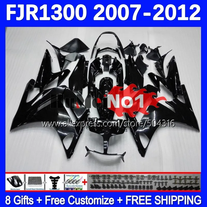 

FJR1300A для YAMAHA FJR-1300 FJR1300 07 08 09 10 11 12 159MC.3 FJR 1300 A C 2007 2008 2009 2010 2011 2012 глянцевый черный обтекатель