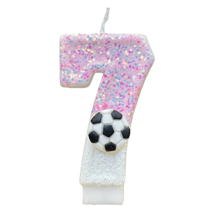 Спортивная футбольная цифровая розовая свеча 1 2 3 4 5 6 7 8 9 Happy Boys Kid Birthday Wedding Party Cake