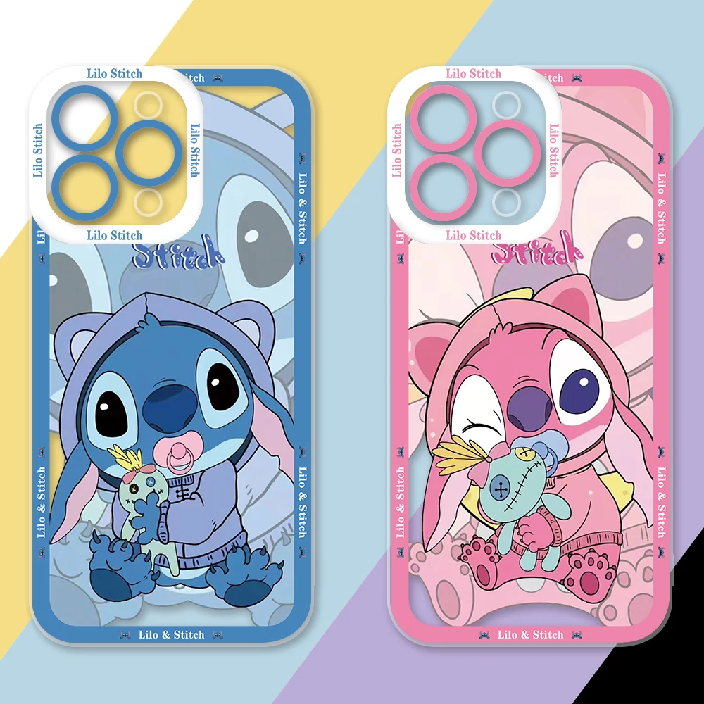 

L-Lilo Stitch Couple Angel Stitch Phone Case For iPhone 14 12 13 11 Pro Max Mini 8 7 6 6S X XS XR SE Plus Soft Silicone Cover
