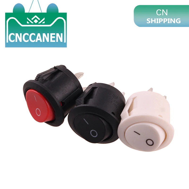 

1/5/10 PCS 20mm Diameter Black White Red 2 Pin ON/OFF Round Rocker Switches 6A/250VAC 10A 125VAC Plastic Push Button Switch
